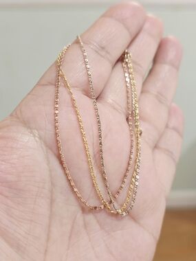 18k Gold Plated Tri-Tone Women's Chain Bracelet - Gold, Rose Gold, Silver